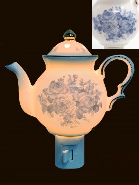 Porcelain Floral Teapot Night Light With Gift Box